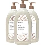 Amazon Brand - Solimo Daily Baby Lotion with Colloidal Oatmeal, Pediatrician Tested, 18 Fluid Ounce (Pack of 3)
