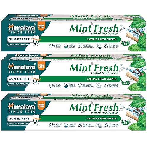 Himalaya Mint Fresh Herbal Toothpaste Gum Expert Range for Healthy, Protected Gums and Fresh Breath -75ml(Pack of 3)