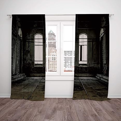 Thermal Insulated Blackout Window Curtain Industrial Decor Vintage