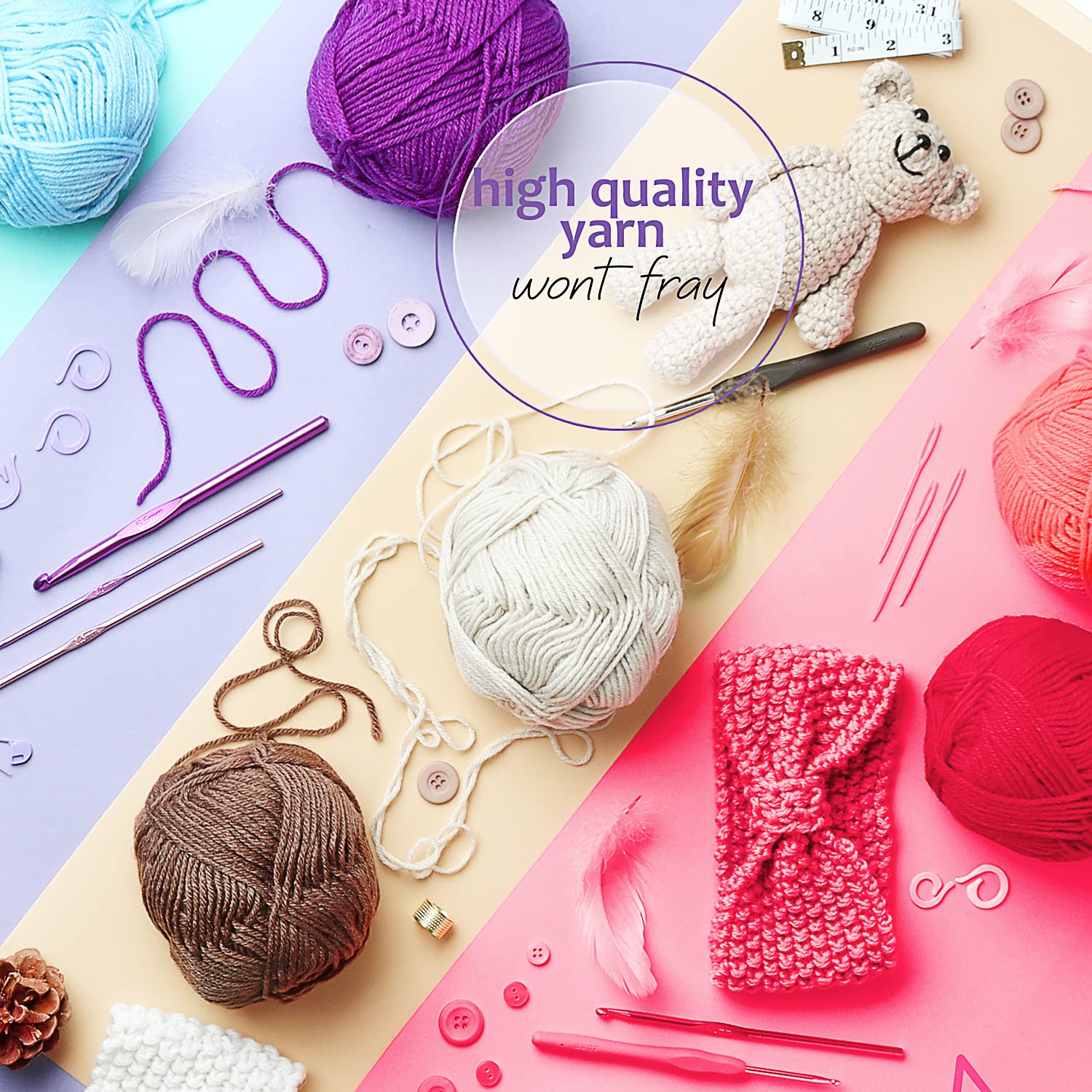 Soft Acrylic Yarn for Crocheting - 2400 Yards Crochet Yarn for Crocheting, Amigurumi Yarns for Knitting, Bulk, Perfect for Crafts, Crochet Amigurumi, and Knitting - 24 Pack x 50g