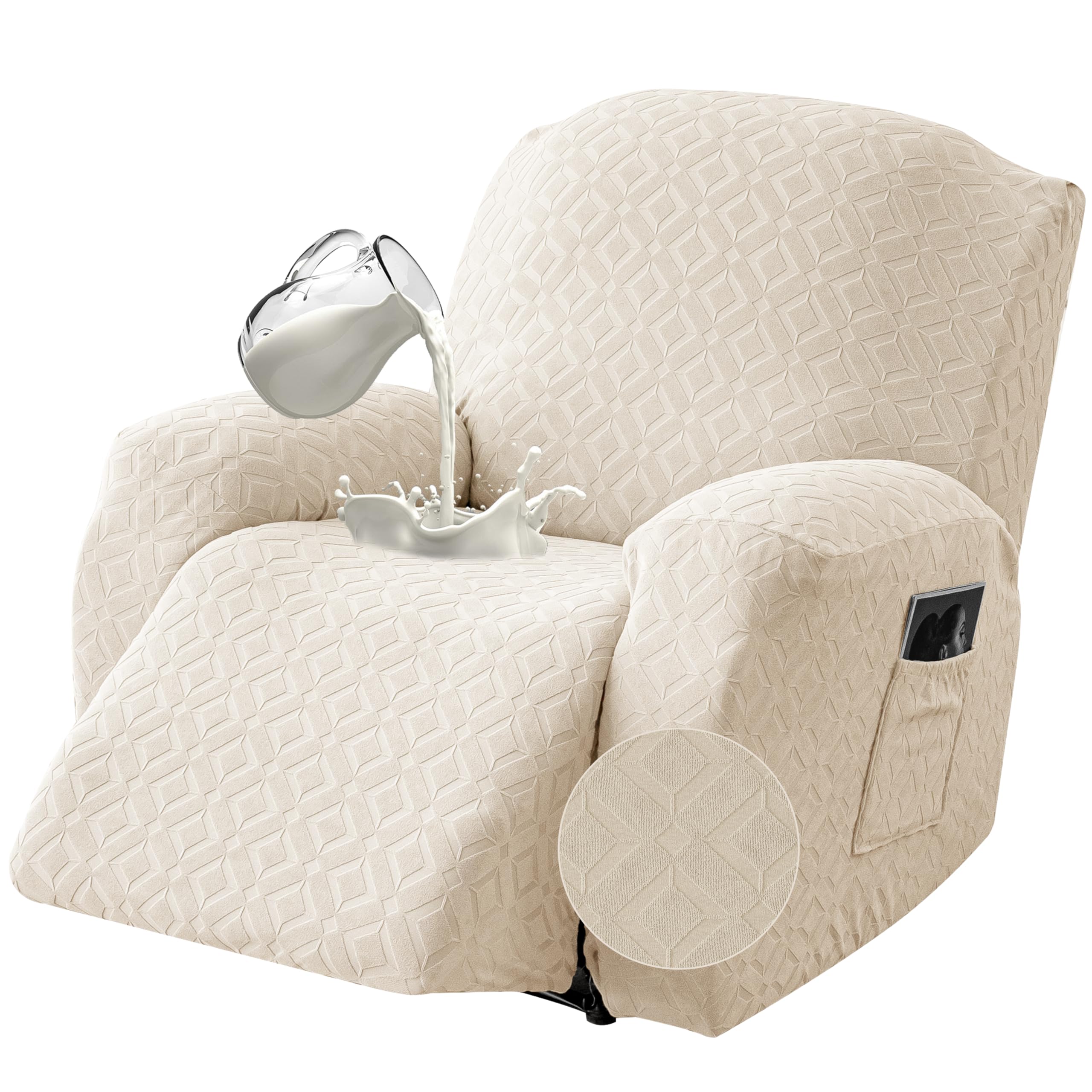 Photo 1 of Gennia Waterproof Recliner Chair Cover,Stretch Reclining Sofa Covers with Pockets,Washable Lazy Boy Recliner Slipcovers,Leakproof Couch Protector for Kids, Pets, Dog and Cat (XL-Recliner, Beige)