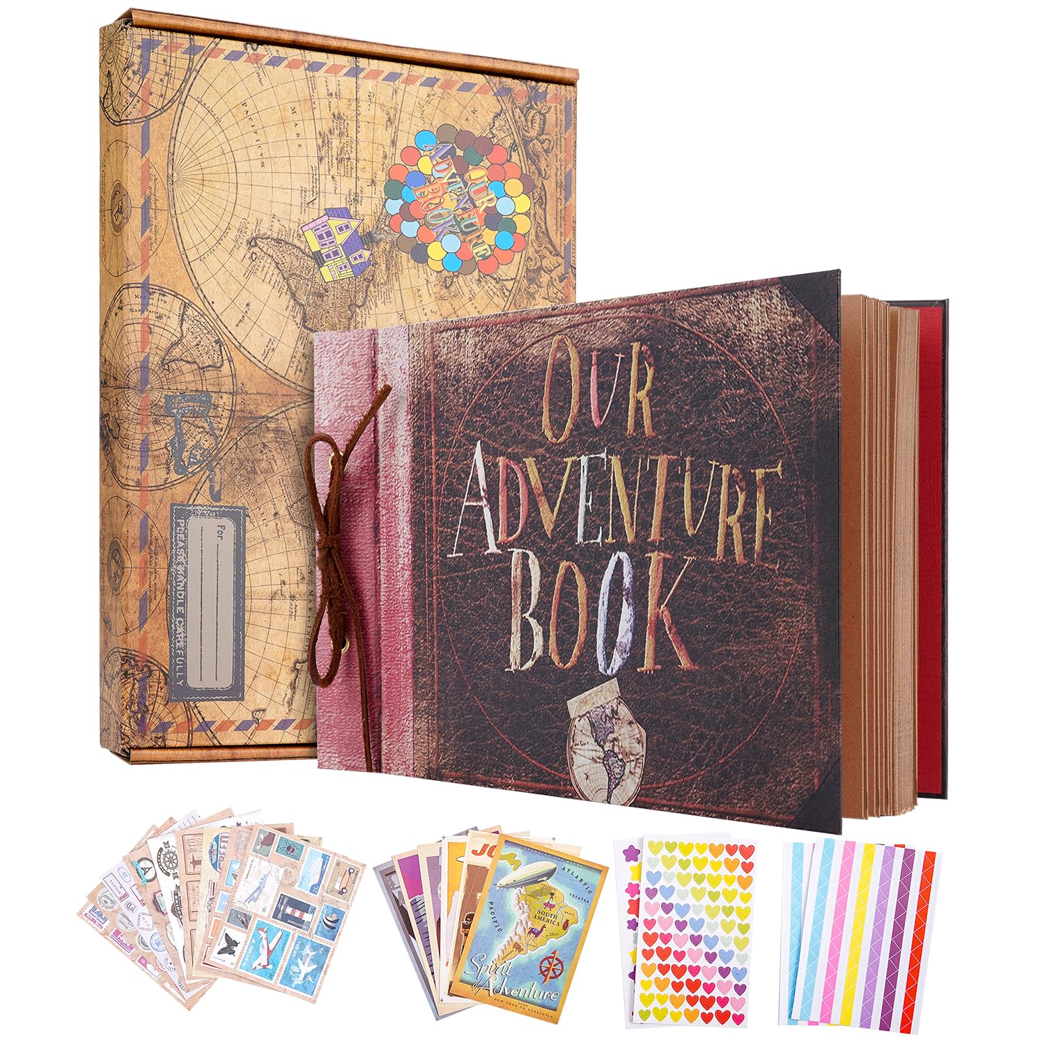 Our Adventure Book Scrapbook, 11.6 x 7.5 Inch Best DIY Travel Scrapbook Photo Album, Retro Album Wedding Photo Album for Lover, Kids, Valentines' gifts, Mother's Day Gift