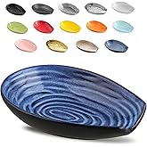 Hasense Ceramic Spoon Rest for Kitchen Counter, 5.7 Inch Blue Porcelain Spoon Holder Farmhouse Cooking and Coffee Spoon Rest for Stove Top, 1 PC