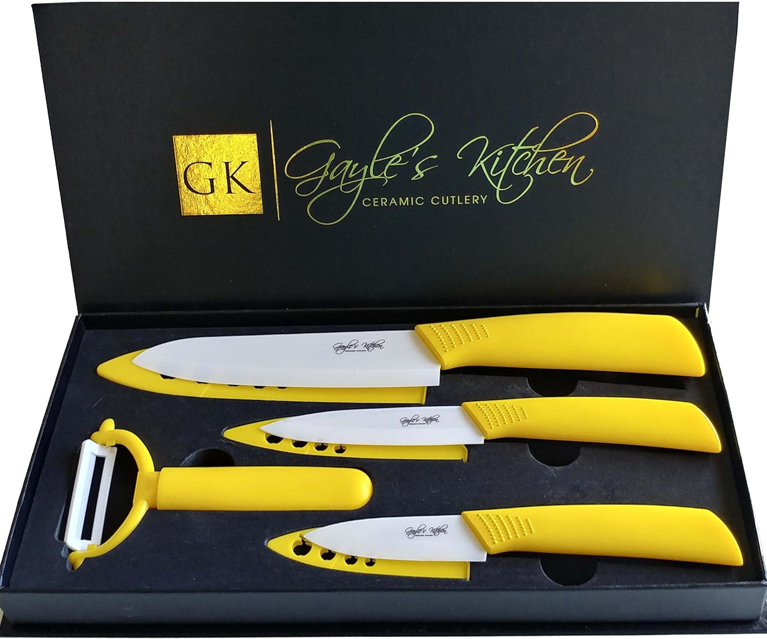 4 Piece Ceramic Knife Set Chef Knife Set Yellow Handle
