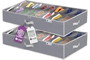 Under Bed Shoe Storage Organizer - Set of 2 – Shoe Organizer Under Bed - Fits Men's and Women's Shoes, High Heels, and Sneake