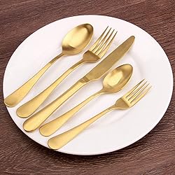 Matte Gold Silverware Set,SHARECOOK Satin Finish