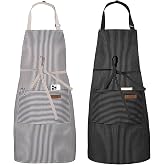 Serrenf 2 Pack Apron, Cooking Kitchen Aprons, Adjustable Bib Apron with 2 Pockets for Men Women Chef Apron