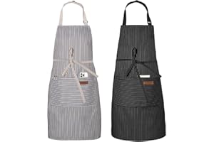 Serrenf 2 Pack Apron, Cooking Kitchen Aprons, Adjustable Bib Apron with 2 Pockets for Men Women Chef Apron, Adjustable size