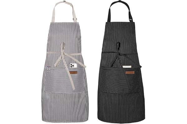 Serrenf 2 Pack Apron, Cooking Kitchen Aprons, Adjustable Bib Apron with 2 Pockets for Men Women Chef Apron, Adjustable size