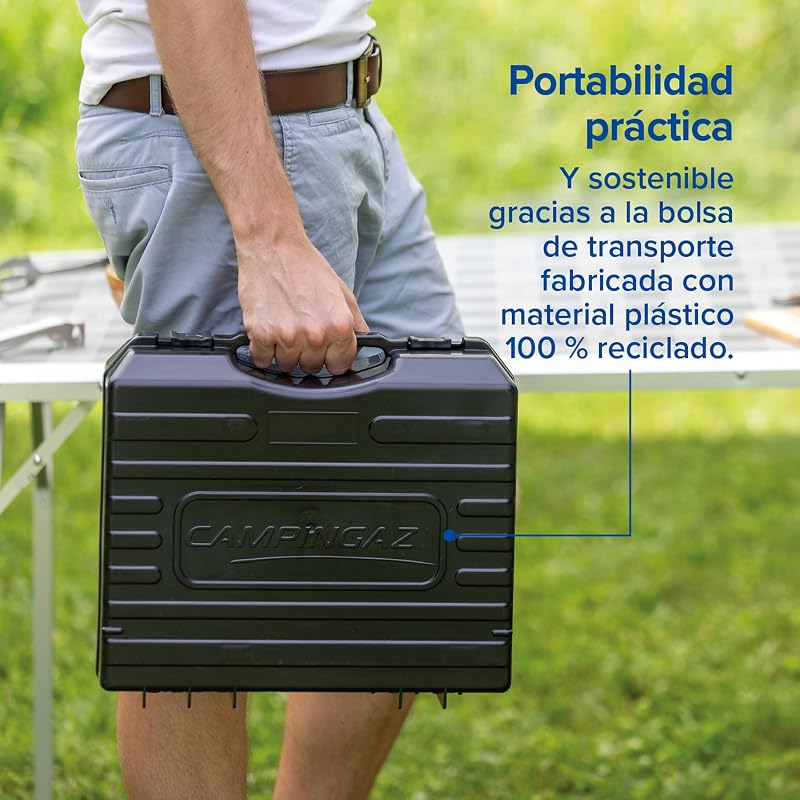 Campingaz Camp Bistro 3 Fogão Combo & Griddle | Fogão de campismo de 1 bico | 2200 watts | Cozinha exterior portátil compacta | Inclui estojo de transporte para facilitar o transporte