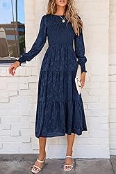 PRETTYGARDEN Women's Fall Spring Midi Dress Long