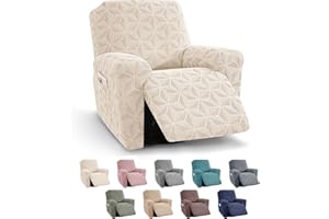 YEMYHOM Recliner Chair Cover, Stretch Recliner Slipcover for 1 Seater, Geometric Jacquard Reclining Couch Cover Furniture Pro