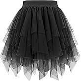 tagunop Women's Tulle Skirts High Low Layered Puffy Fairy Skirt Mini Party Costume Irregular Adults Tutus