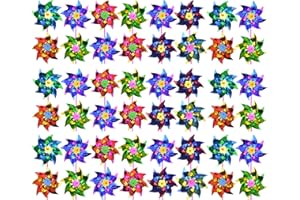 YOLYOO 100pcs Plastic Rainbow Pinwheel,Windmill Party Pinwheels DIY Pinwheels Set for Toy Garden Lawn Party Decor (100)
