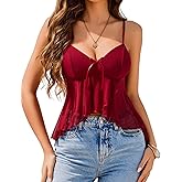 Avidlove Womens y2k Cami Top V Neck Sleeveless Blouse Shirts Irregular Ruffle Flowy Tank Camisole