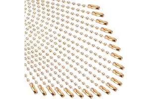 M METERXITY 50-Pack Ball Beads Chain, 4.7 in Metal Beaded Necklace Adjustable Keychain with Connectors for Jewelry Making/DIY