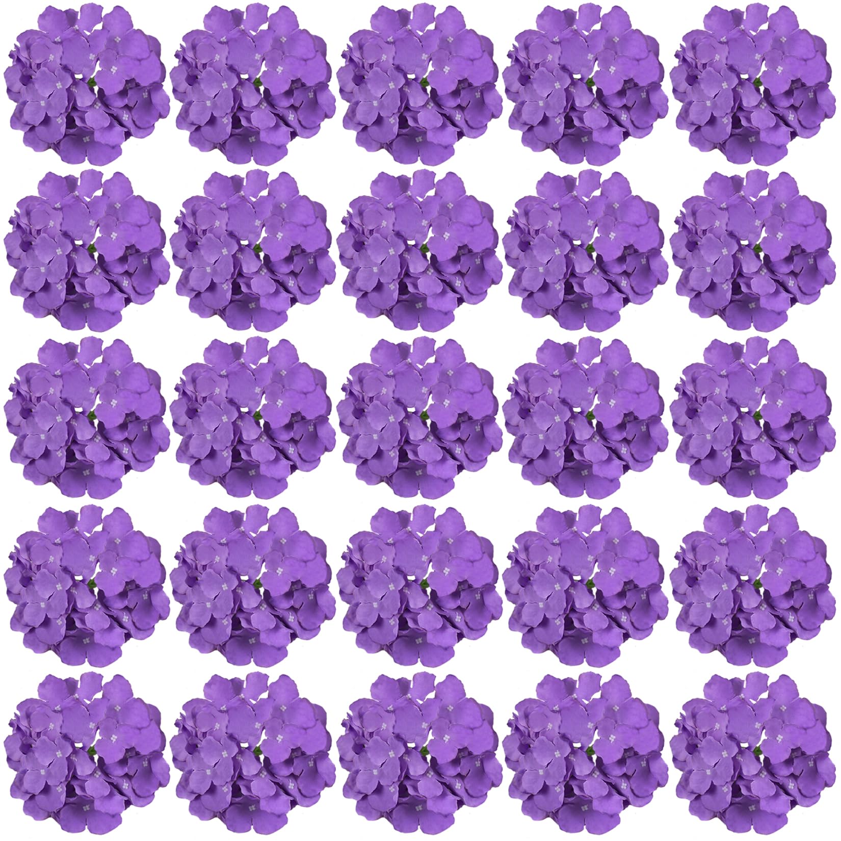 FagusHome 30 Pcs Silk Hydrangea Heads Artificial Flowers Heads and Stems Fake Hydrangea Flowers for Home Wedding Decor (Purple) — image 1