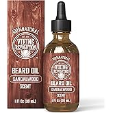 Viking Revolution Beard Oil - Sandalwood - 1 fl oz | 100% Natural Ingredients - Formulated with Argan Oil &amp; Jojoba Oil - Softens Rough Hair &amp; Hydrates Skin - Sandalwood Scent