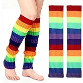 FdcLixuvol Rainbow Leg Warmers 80s Women, Knit Neon Leg Warmers for 80s Sports Party Yoga Accessories