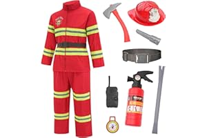 Avady Firefighter Costume for Kids Fireman Costume for Boys Halloween Costume Cosplay Dress Up