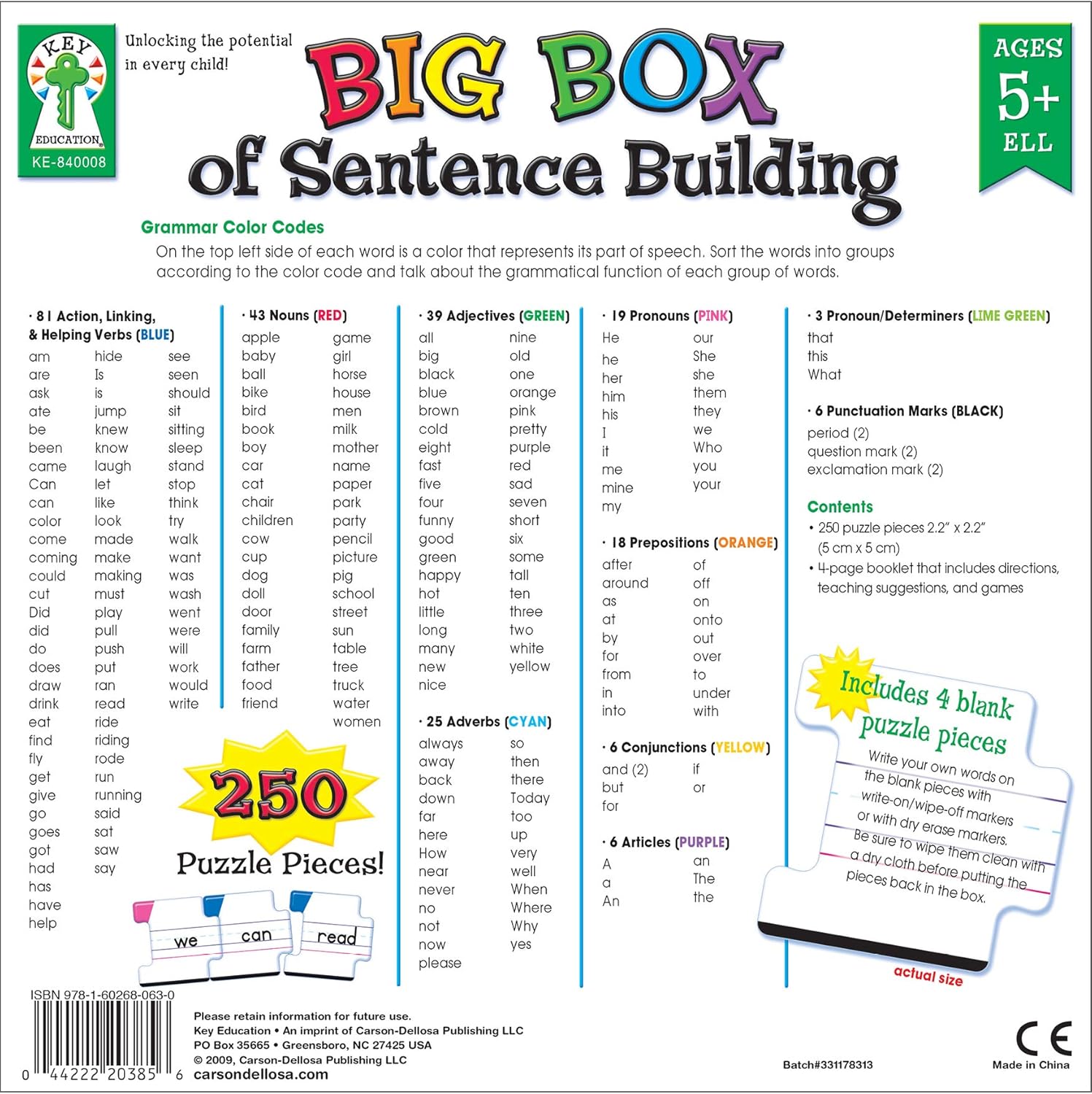 Key Education Publishing Big Box of Sentence Building Games Learning Materials for Age 5 and Up, 840008 : Books : Office Products
