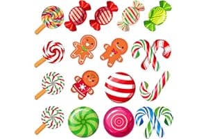 WhatSign 38Pcs Christmas Cutouts - Candyland Gingerbread Peppermint & Candy Canes Decorations for Wall, Bulletin Board, Classroom & Party