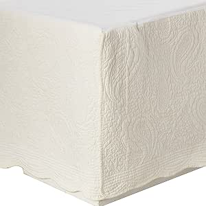 Muka Paisley Quilted Twin Bed Skirt, Cotton Drop, Polyester Platform, Ivory By Casagear Home main image 0