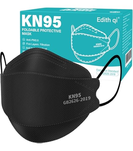 Amazon.com: VERNASSA Black KN95 Face Masks 50 Pack, 5-Layer