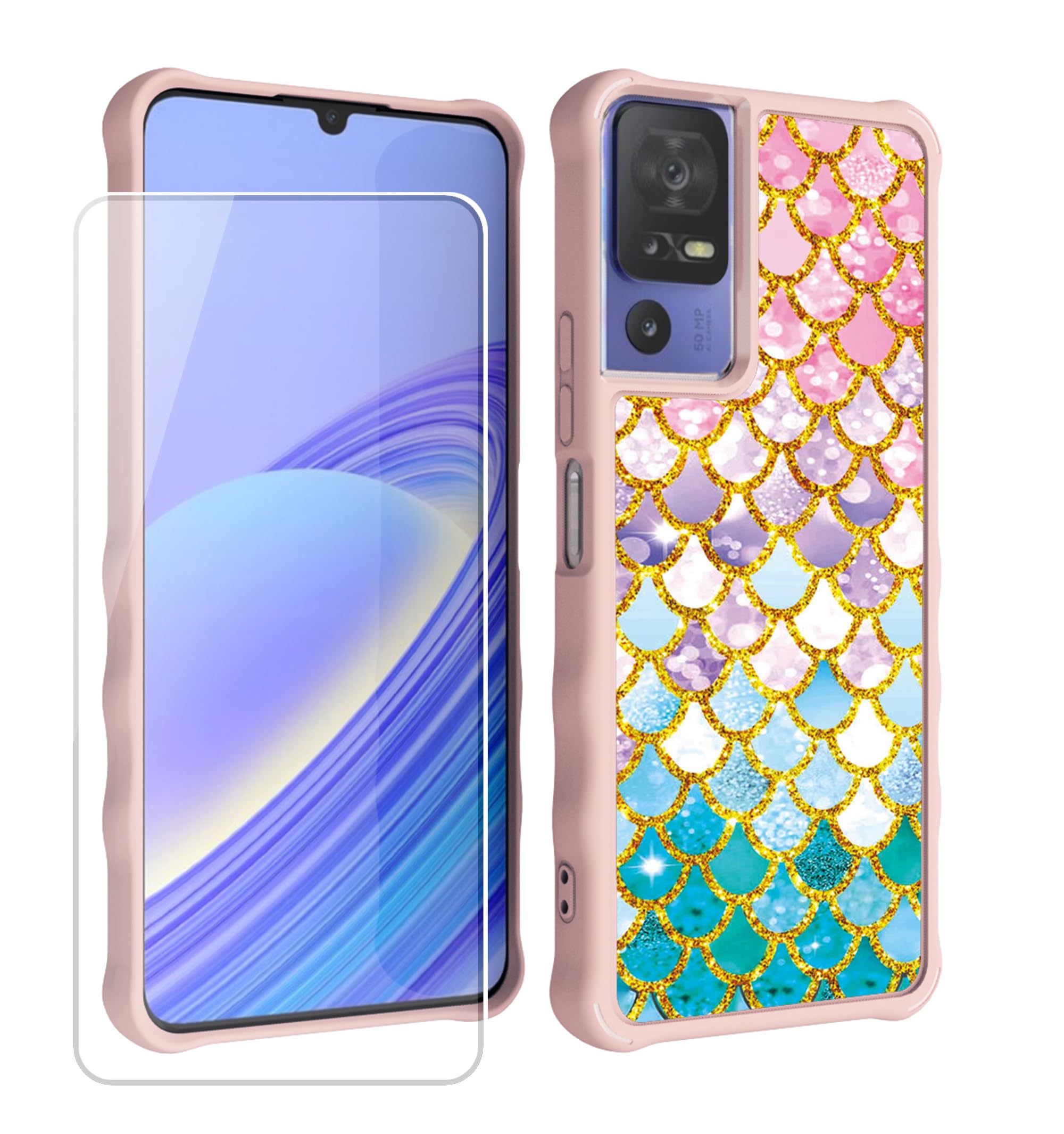 Photo 1 of Generic for TCL 40SE 40XL 40T Jitterbug Smart4 Phone Case Compatible with TCL 40 SE XL T Lively Smart 4 Phone Case Cover [with Tempered Glass Screen Protector][Luminous Effect] CH-YL, JSF-YL