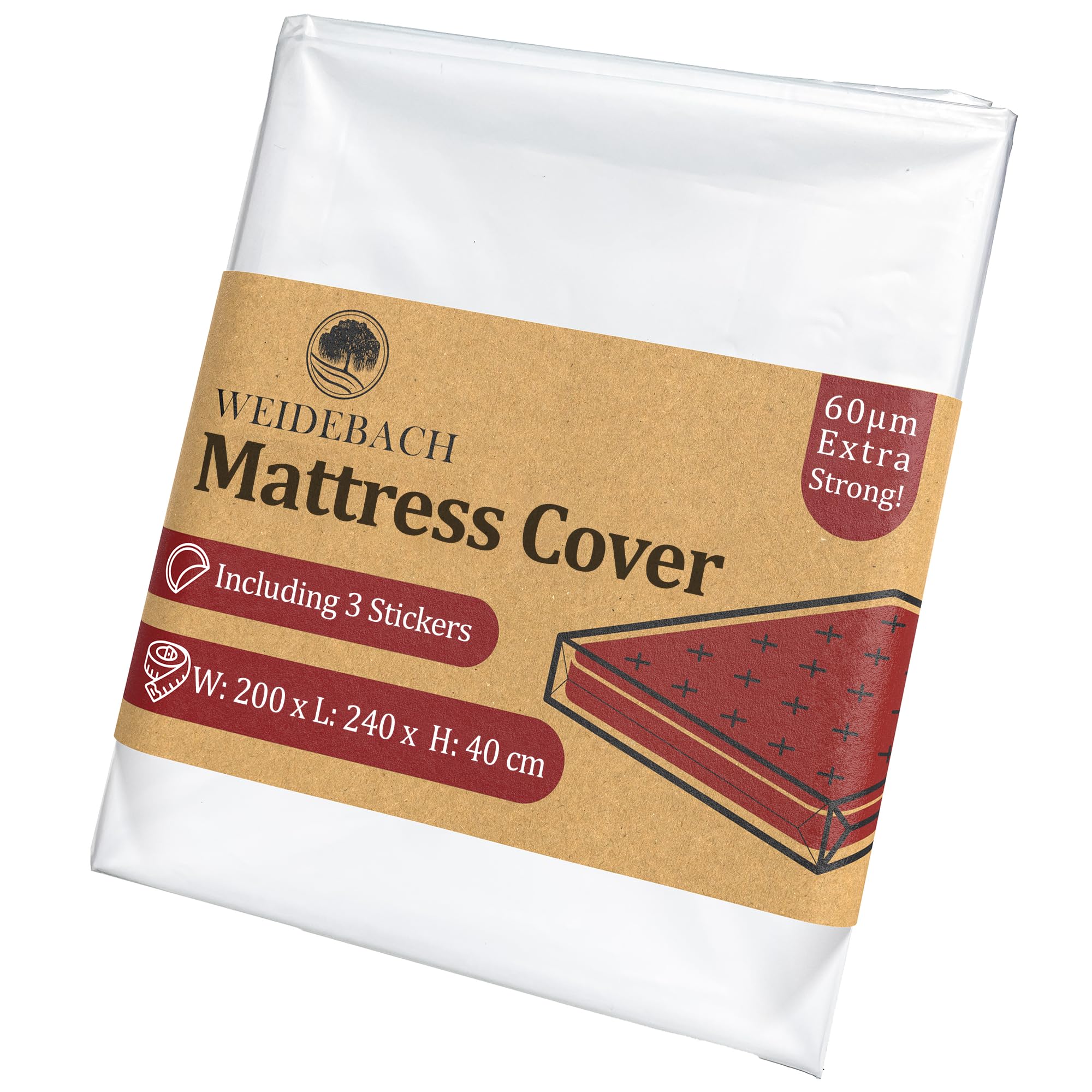 WEIDEBACH® Robust mattress cover, mattress bag for 180 x 200 cm king mattresses, storage bag for mattresses for storage and transport, mattress protective cover against odours and moisture