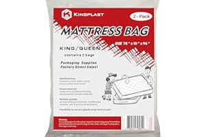 K KINGPLAST Lot de 2 housses de matelas en plastique transparent pour très grand lit/grand lit, 198,1 x 25,4 x 243,8 cm, impe