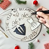 Mr and Mrs 2025 Ornament - Wedding Gifts for Couples 2025, Wedding Gifts for Couple, Bride - First Christmas Married Ornament 2025 - Easily Add Personal Name with Marker (Not Included)