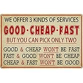 Funny Metal Tin Signs Garage Sign For Men Work Shop Decor Retro Humor Sign Garage Conversions Sarcastic Posters Good Cheap Fast Sign Train Decor For Boys Room 8x12 Inch