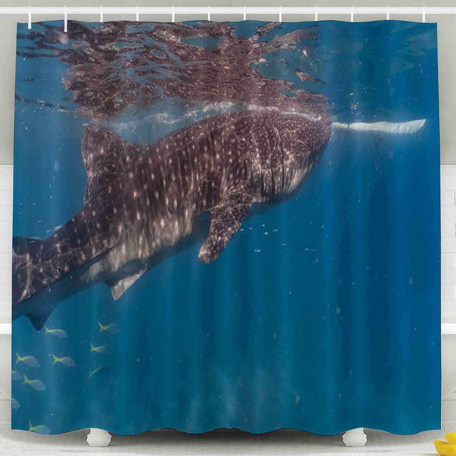 Shorping Kid Shower Curtain, Shower Curtain Set with Hooks,78x72inches Whale Shark Watching in Oslob Cebu fed with Krill Closeup Waterproof Decor Bathroom