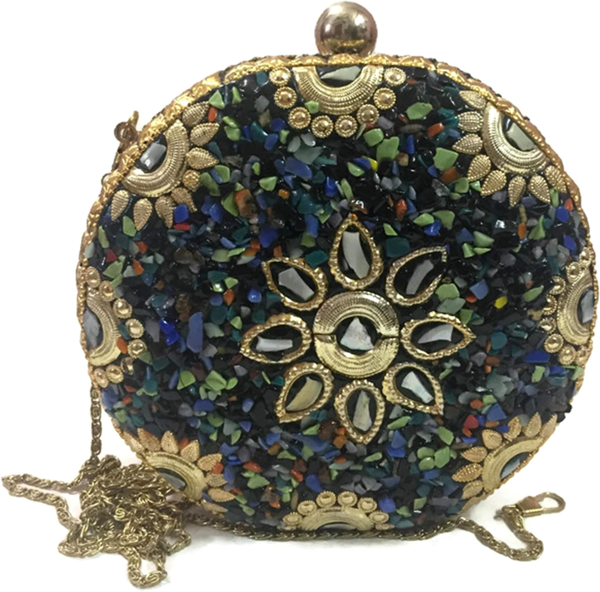 Diwali collection,Round Mosaic Clutch,Ethnic Bag,vintage handbag, Diwali gift, Diwali Decor,Bridal Bag