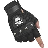 Men's Punk Rock Biker Gothic Skull Gloves Motorcycle Skeletal Rivet Cycling Driving Fingerless Mitten