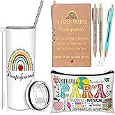 Patelai 6 Pcs Paraprofessional Gifts Valentine Teacher Thank You Gifts for Women 20oz Stainless Steel Tumbler Makeup Cosmetic Bag Pen Notebooks Gift for Coworker Employee Teacher Nurse Assistant