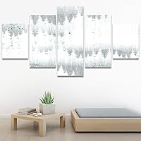 SIGNWIN 5 Panel Canvas Wall Art Modern Art Forest Multicolor Photography Relax/Calm Romantics Scenic for Home Decorations Ready to Hang - 60