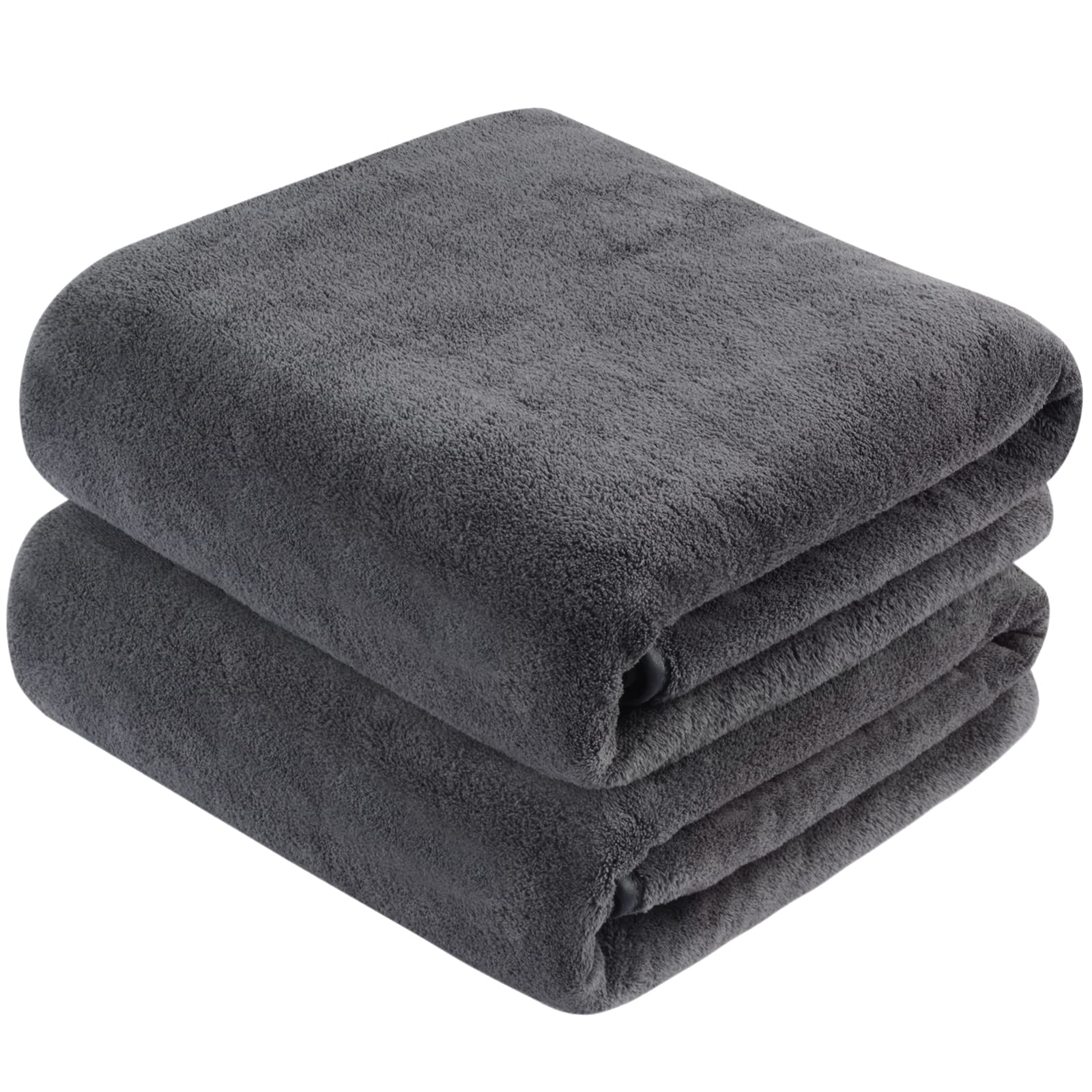 KinHwa Microfiber Bath Towels Extra Large Shower Towels 76x152 cm Super Absorbent and Soft Bathroom Towels Quick Dry Beach towel for Spa, Swimming, Pool 2 Pack Dark-grey