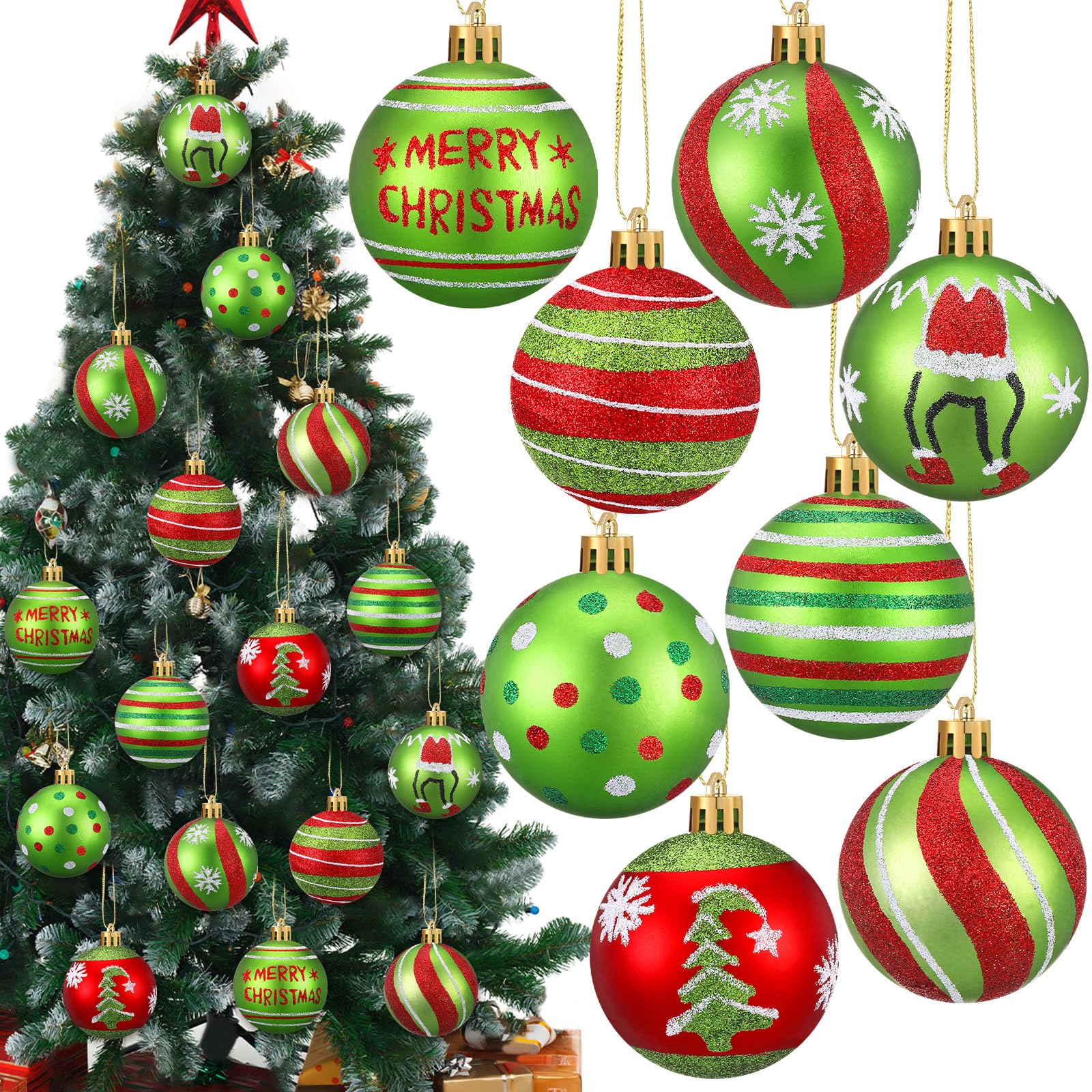 Photo 1 of 16pcs 2.4 Inch Christmas Balls for Christmas Tree,Glittering Decorations Xmas Tree Ornaments for Home Party Decor