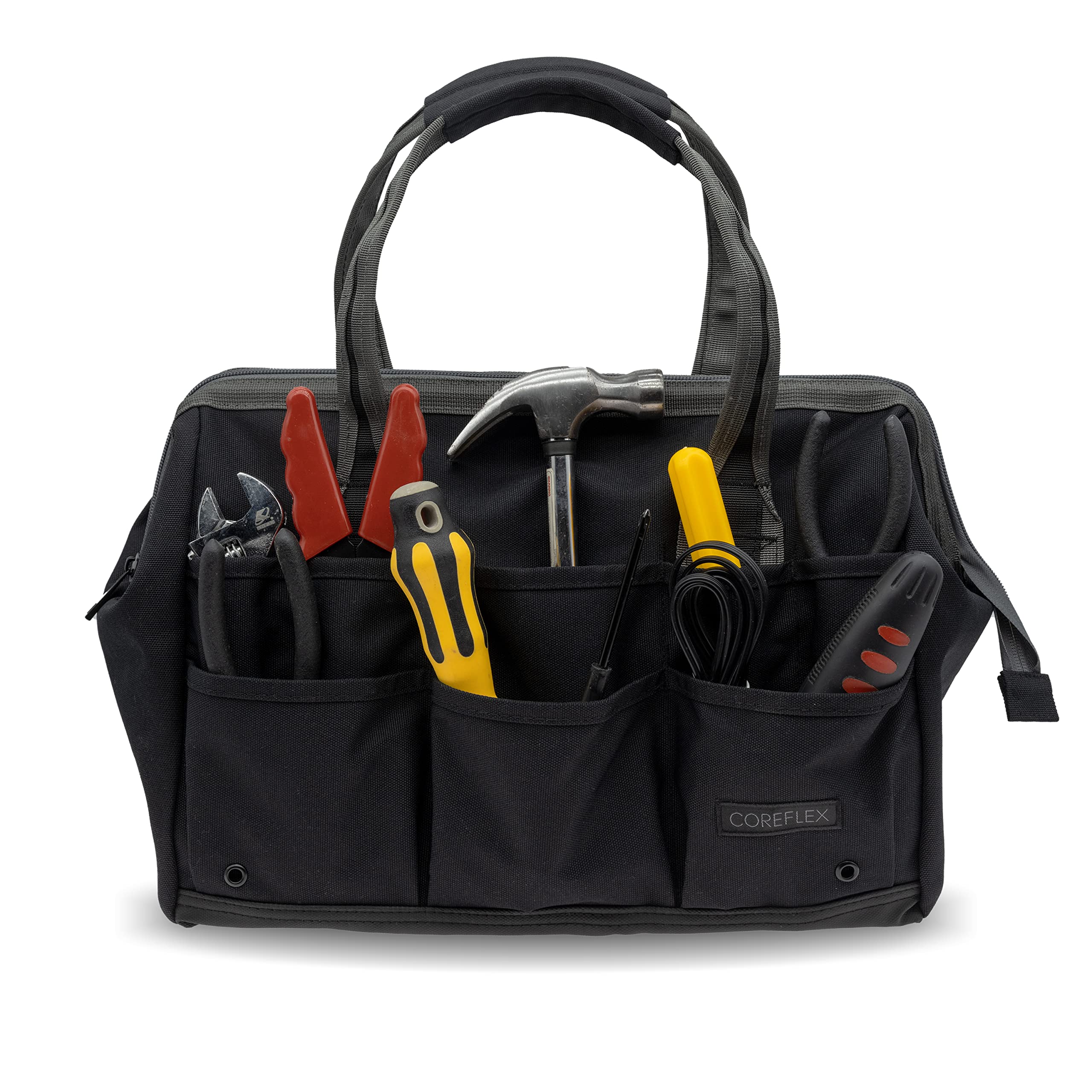 Photo 1 of Coreflex 14 inch Wide-Mouth Tool Bag, Gear Bag, Multiple Purpose - for Plumbers, Electricians, Handymen also good for daily use, office use and camping. (Black)