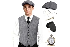 EFORLED Halloween 1920s Mens Costume Accessories Set,Great Gatsby Clothing,Roaring 20s Pocket Watch,Mafia Mobster Hat