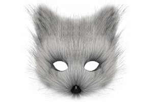 hbbhml Animal Fox Wolf Mask Halloween Party Cosplay Costumes Props Plush Cat Half Face Masks Carnival Christmas Masquerade