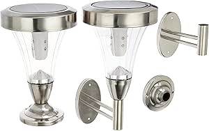 Pure Garden 50-15 Outdoor Wall or Post Mount Solar Lights, Set of 2