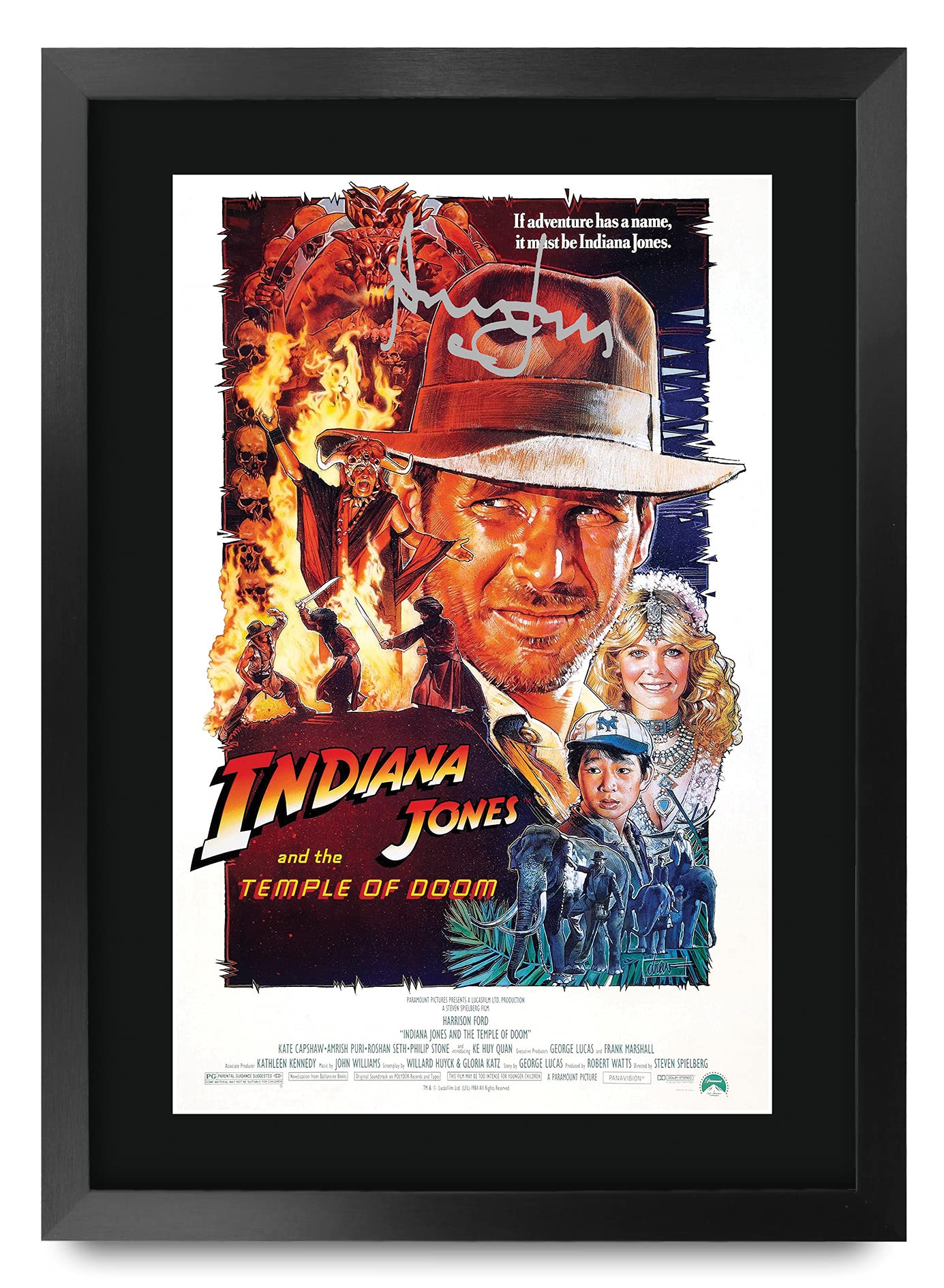HWC Trading A3 FR Indiana Jones And The Temple Of Doom Movie Poster Harrison Ford Signed Gift FRAMED A3 Printed Autograph Film Gifts Print Photo Picture Display — image 1