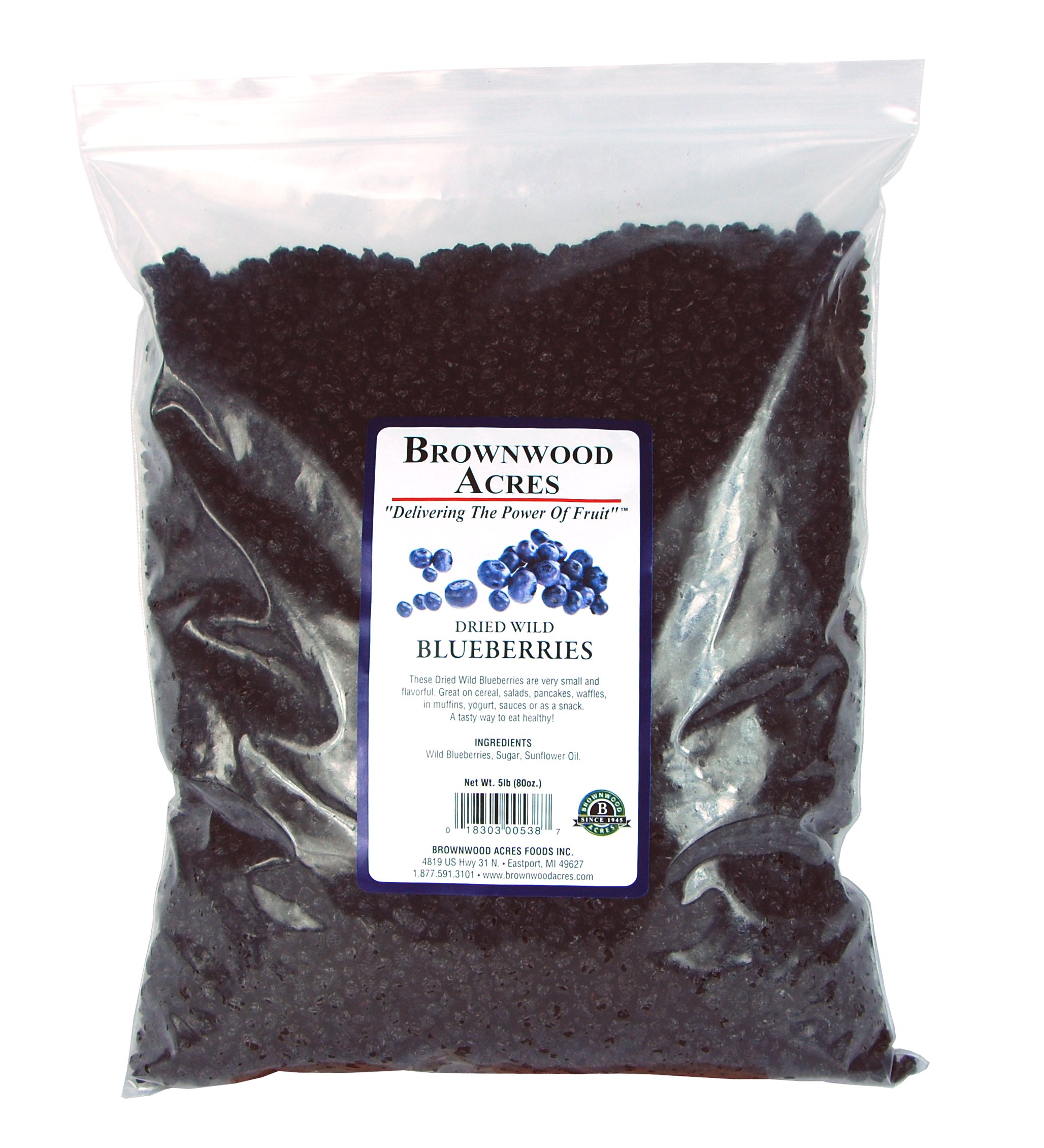 Dried Wild Blueberries by Brownwood Acres - Non-GMO, Gluten Free, Kosher Certified All Natural Healt