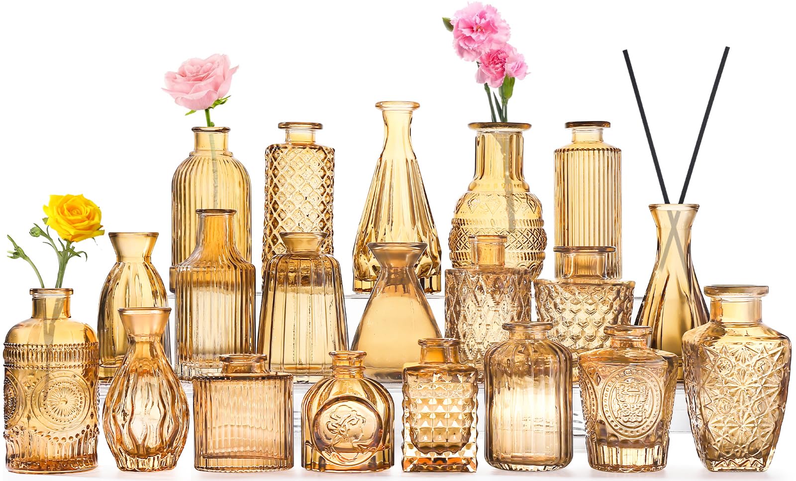 Photo 1 of ***************these are actually clear, missing 1***************
20 Pcs Amber Gold Glass Bud Vases- Set Amber Gold Small Vases for Flowers, Vintage Flower Cute Glass in Bulk for Centerpieces Rustic Decorative Wedding Table Home