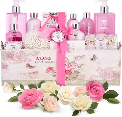 BRUBAKER Cosmetics Classic Rose 17 Pc Bath Gift Set Vintage Box Rose Scent