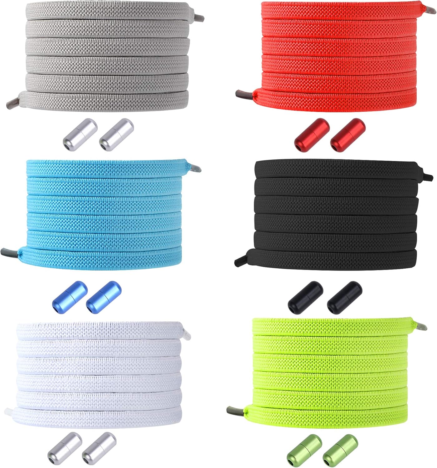 DECYOOL 6 Pairs No Tie Shoe Laces Elastic Tieless Shoelaces, One Size Fits All Adult & Kids: Sports & Outdoors