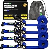 Rhino USA E Track Ratchet Tie Down Straps (4,500lb Break Strength) - Includes (4) Premium 2" x 16' eTrack Tie Downs - Ultimate Heavy Duty eTrack Cargo Strap System for Trailer, Truck, Motorcycle